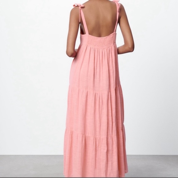 Zara tiered cotton long dress,voluminous, bubblegum pastel 2023 designer XXL - Picture 3 of 8